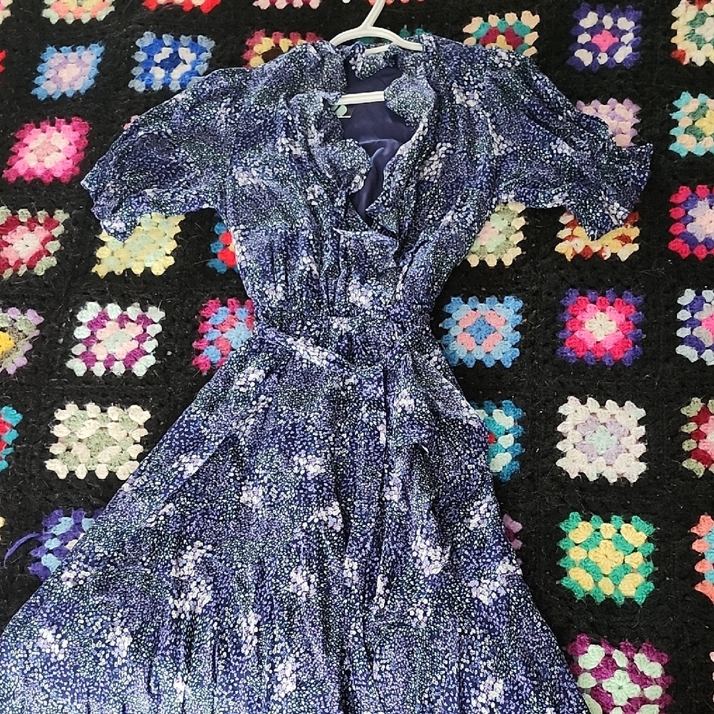 Elegant Blue Floral Women's Dress